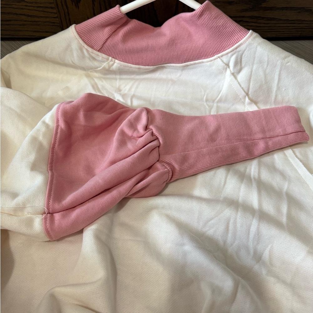 Pink and White color block mock Sweatshirt - Picture 4 of 4